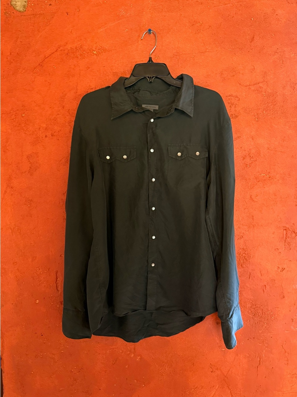 John Varvatos Silk long Sleeve Gray Shirt Men's XXL